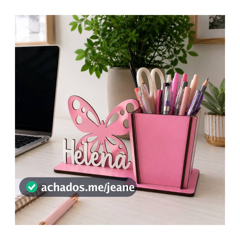 Kit Centro de Mesa Cachepo Borboleta Decoração Jardim Encantador Lembrancinha Flor porta lápis mdf