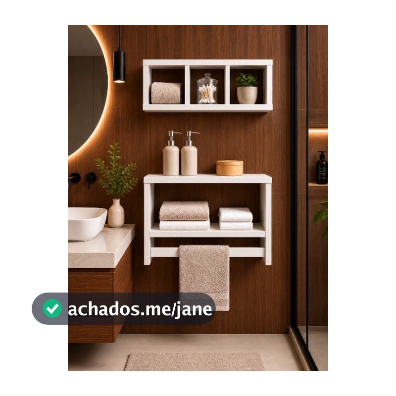 NICHO ORGANIZADOR BANHEIRO COM TOALHEIRO EM MDF15MM -JA VAI MONTADO