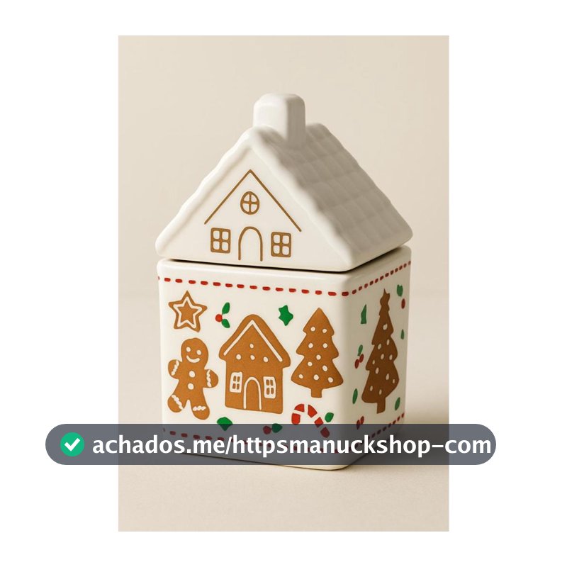 POTE CASINHA DE PORCELANA NATALINA GINGER BREAD DECOR NATAL MESA POSTA
