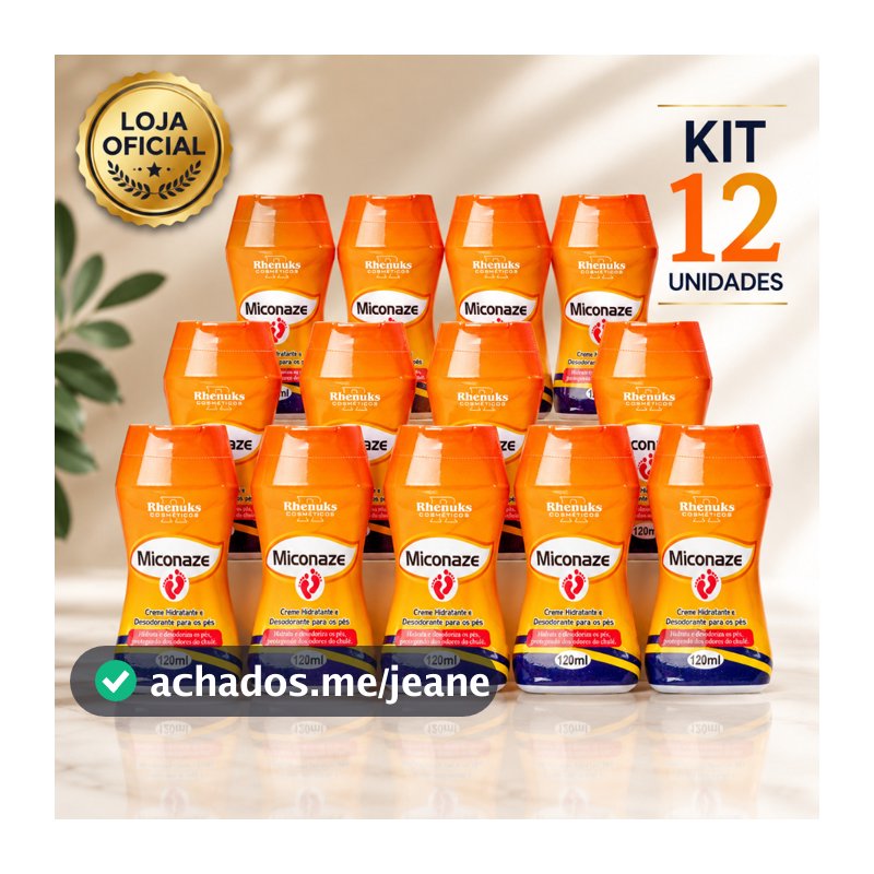 Kit 12 Creme para os Pés Rhenuks Miconaze 120ml Hidratante Desodorante Antiodor Chulé Micoses Frieiras Rachaduras