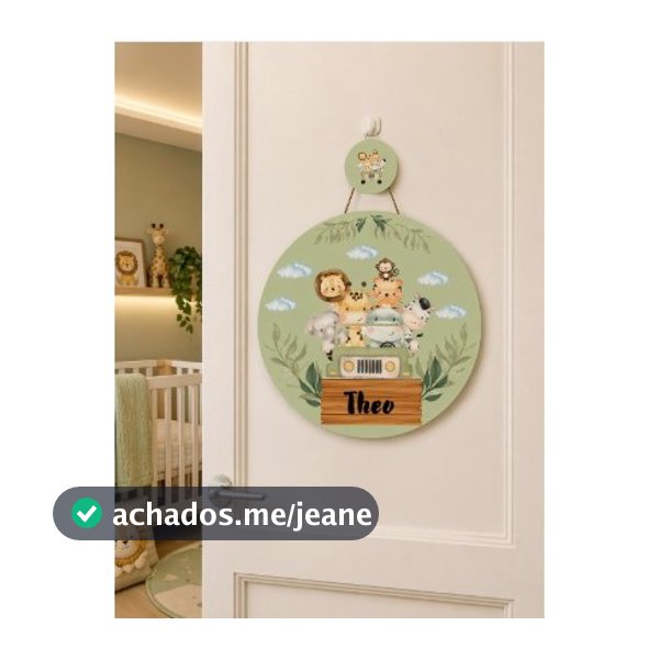 Enfeite Porta Maternidade Safari Diversas Cores Quadro Decorativo Infantil Nome Personalizado unisse