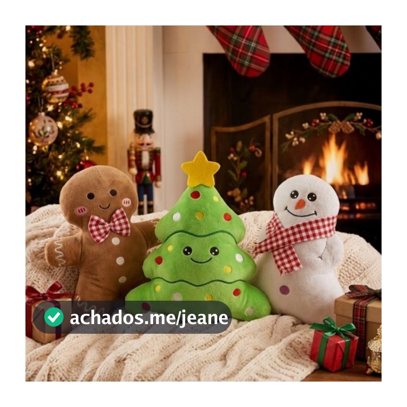 Trio de Pelúcias Natalinas | Biscoito, Árvore e Boneco de Neve - Decoração de Natal
