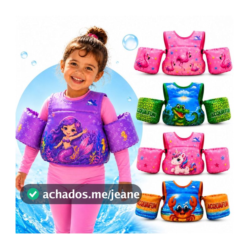 Colete Salva Vidas Bóia Infantil Flutuador Não Fura Até 25kg Kids Segurança para Piscina e Praia (Várias Estampas)
