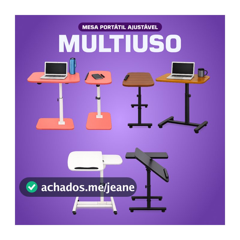 Mesa Suporte Multiuso Notebook Dobrável Luxo Ergonômica Mdf Reclinável Ajustável Giratória Compacta