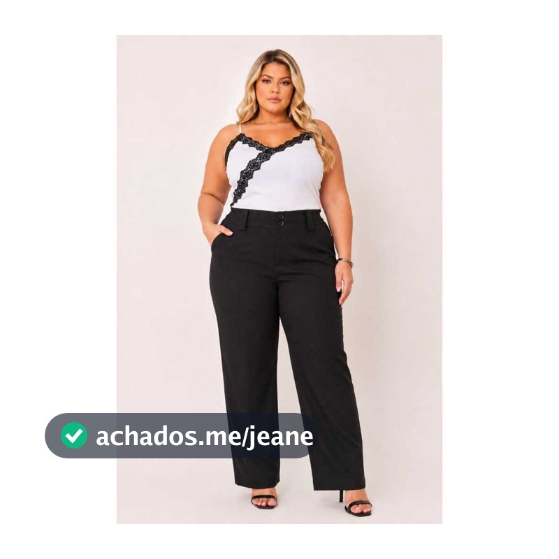 Calça Feminina Plus Size Alfaiataria Bolso Passante E Botão