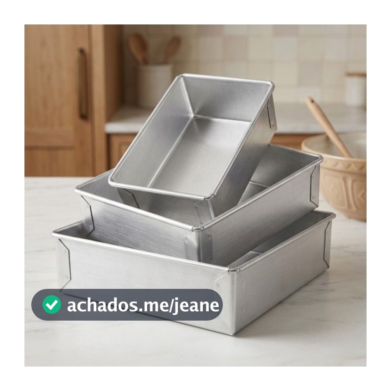 Forma de Bolo Retangular Kit 3 Forma Retangular para Bolo Alta 30x22x10 25x17x10 20x15x10 Assadeira
