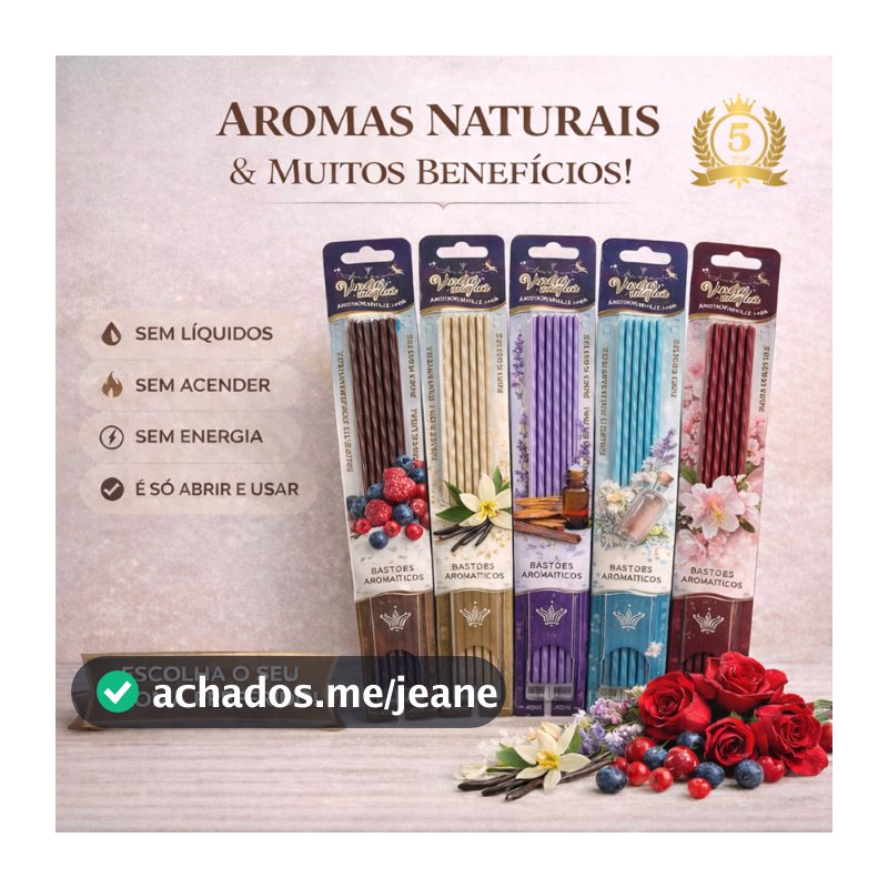 Vareta Mágica Perfumada com 5 unidades - Flexível e Aromático e Difusor de Ambientes - Casa - Carro - Banheiro