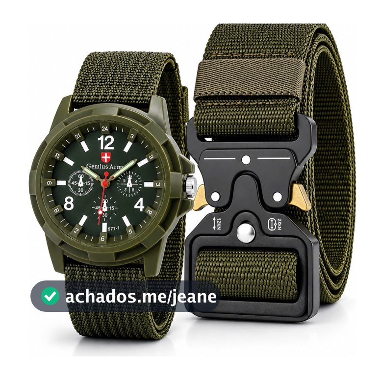 Kit Masculino Relógio Militar + Cinto Tático Resistente Presente Masculino