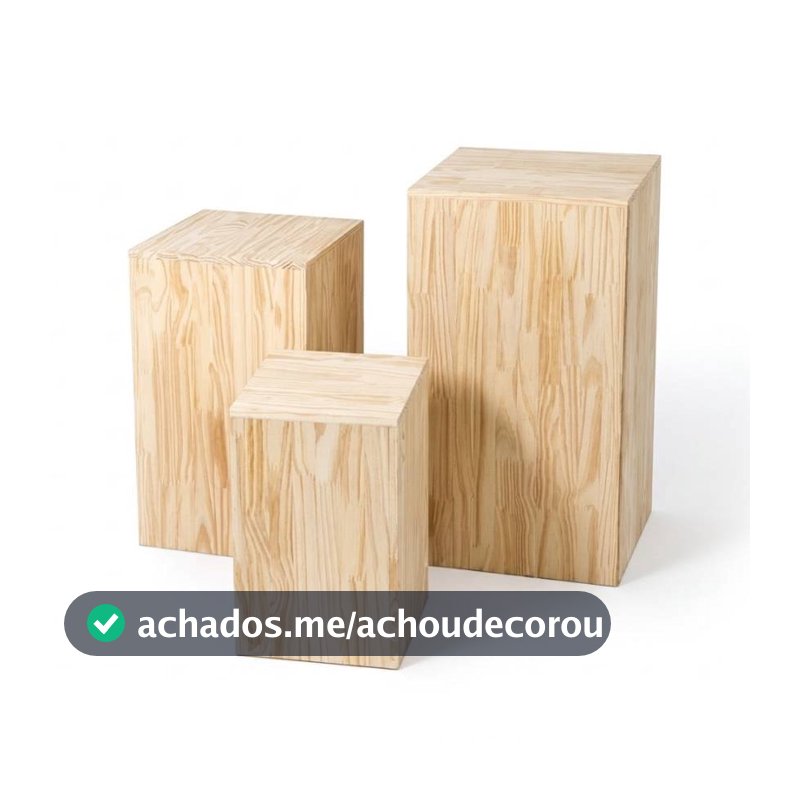 Kit 3 Mesas Cubo Em Madeira Pinus Com Tamanhos Variados Encaixáveis Para Decoração Festas Buffet Aniversário