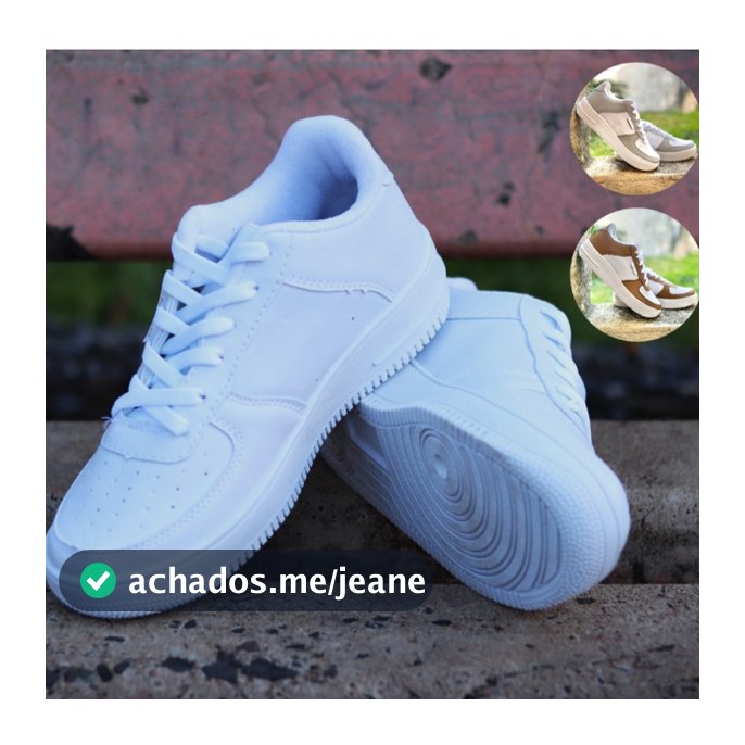 Tênis Feminino Branco Preto Casual Plataforma Academia Liso Ominin