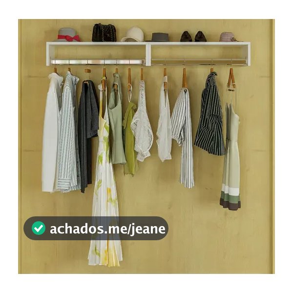 Cabideiro De Parede 50cm Para Roupas Arara De Closet Quarto Branco
