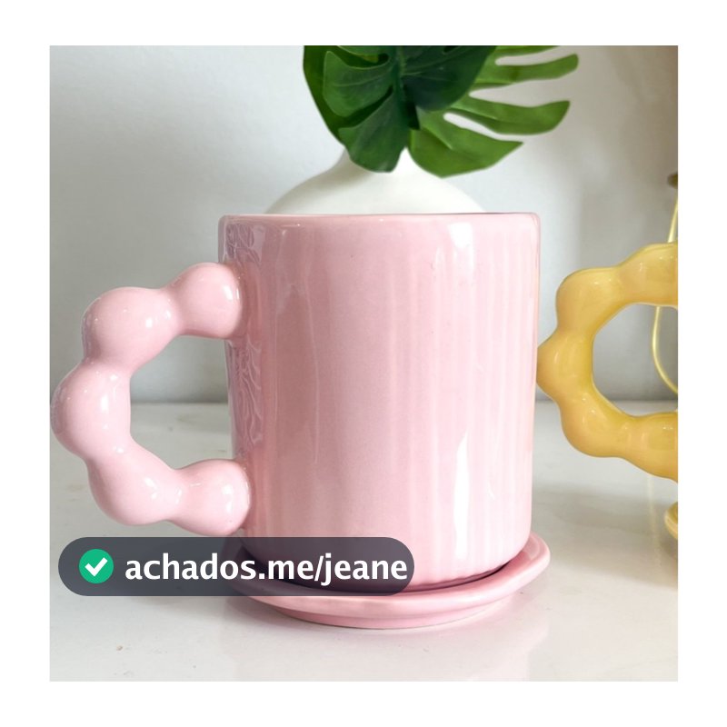 Caneca Pearl + Porta Copos flor Várias cores