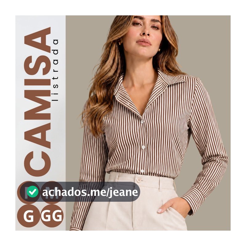 Camisa Social Feminina Listrada Manga Longa Crepinho Premium Blusa Elegante e Confortável
