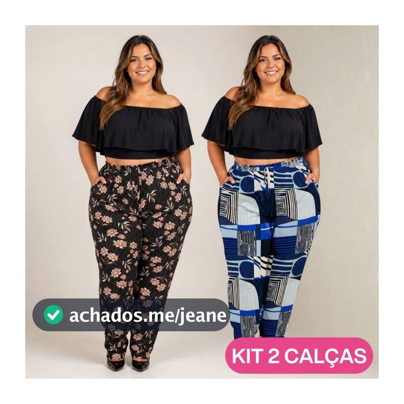 KIT 2 Calças Malha Fria Confortável Senhora Plus Size Liganete Feminina