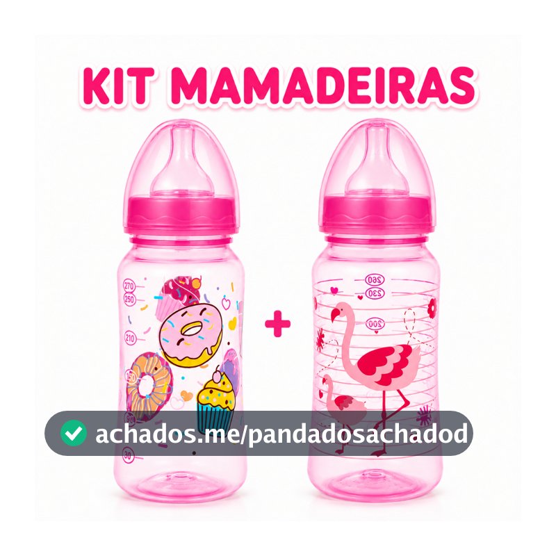 Kit 2 Mamadeiras 270ml Para Bebê Bico Super