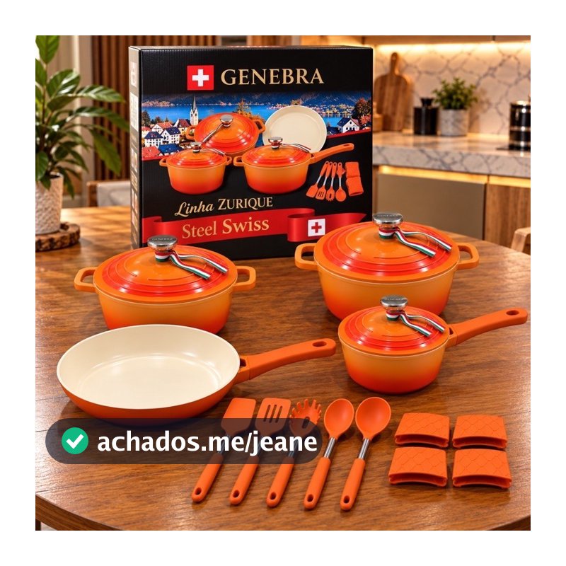 Jogo de Panelas Genebra Kit 16 peças de Cerâmica antiaderente Exclusivo