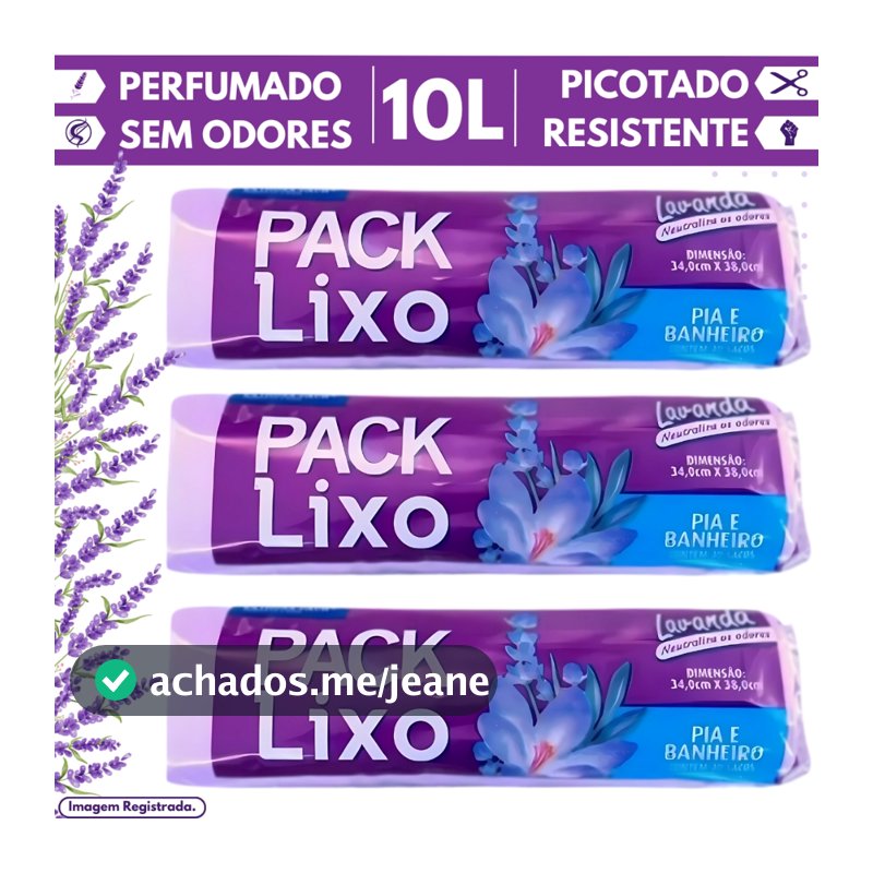 Kit 3 Sacos De Lixo Pequeno Econômico Neutraliza Odores Banheiro E Pia Lavanda