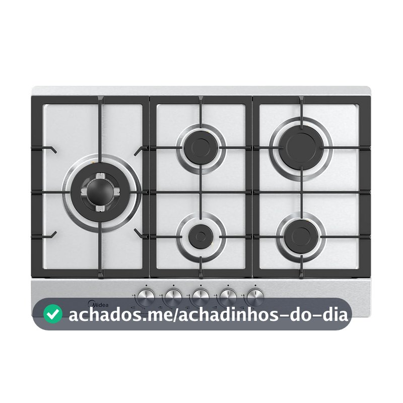 Cooktop 5 Bocas a Gás Inox com Grade de Ferro Fundido Midea