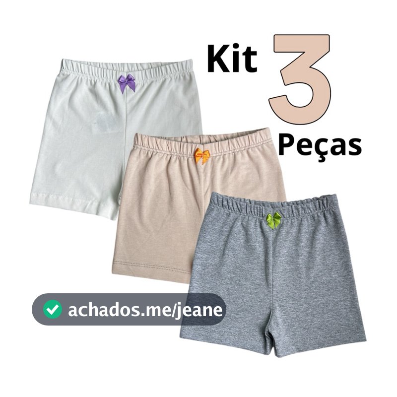Kit 3 Calcinha Segurança Infantil 2 a 12 anos Cores Sortidas Cotton Algodão (0062)