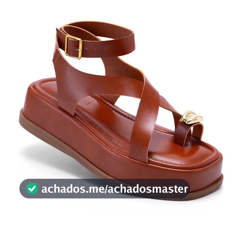 Sandália Feminina Lumiss Flatform Confortável Enfeite Metalizado Tiras