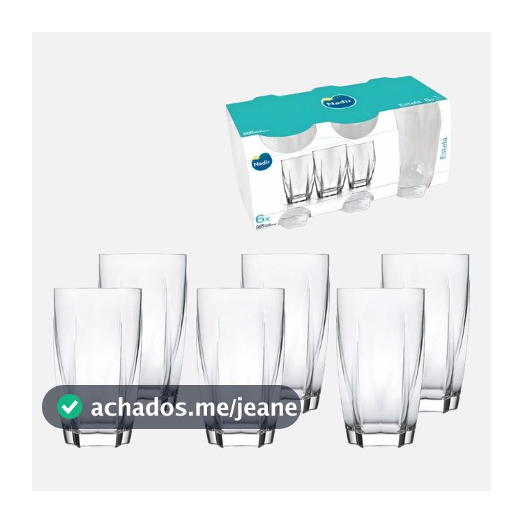 Kit 6 Copos Nadir Estela Long Drink 460ml Vidro Transparente
