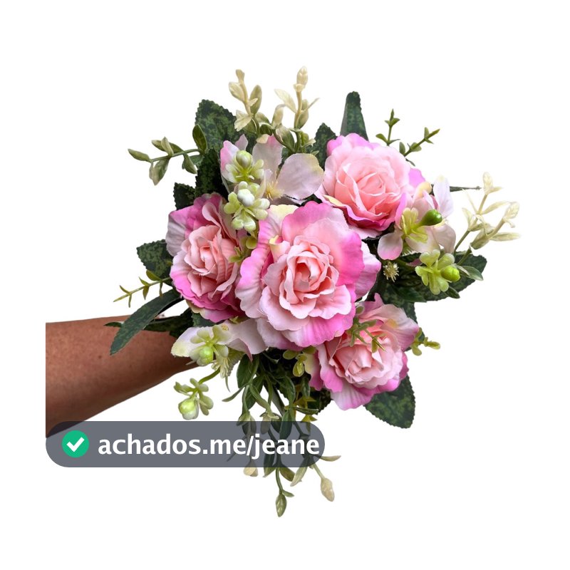 Buquê de Rosas e Flores com Folhagens Artificial