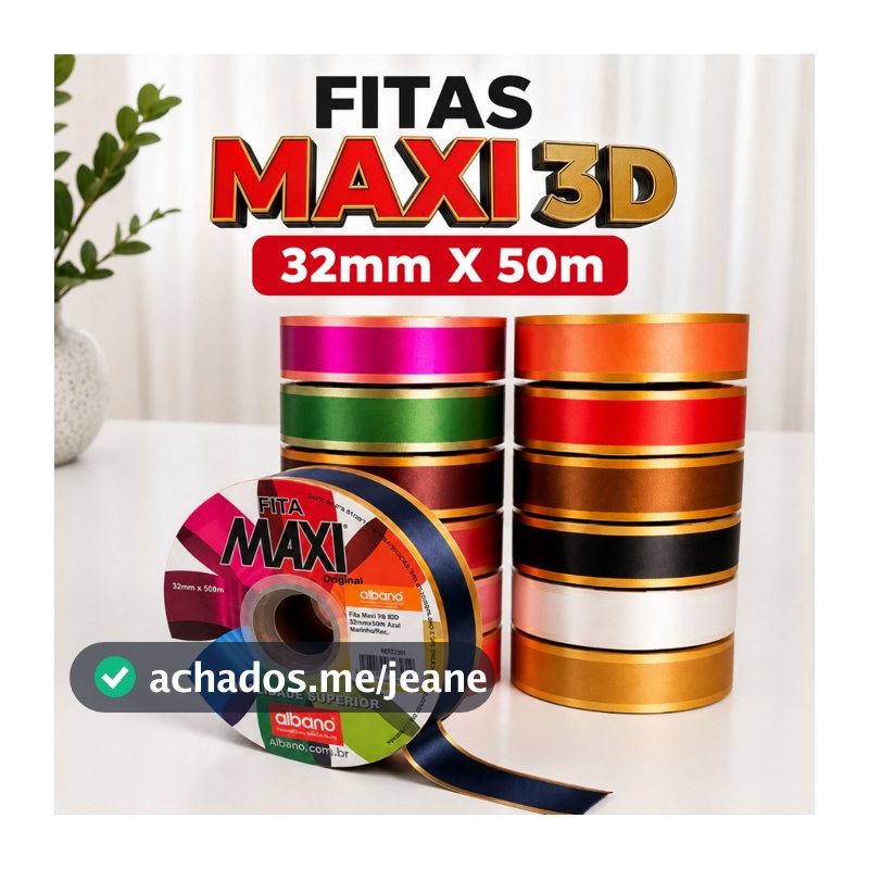 Fita 3D  Maxi Albano  32mmX50m Laço Presente Decoração Embalagem Diversas Cores
