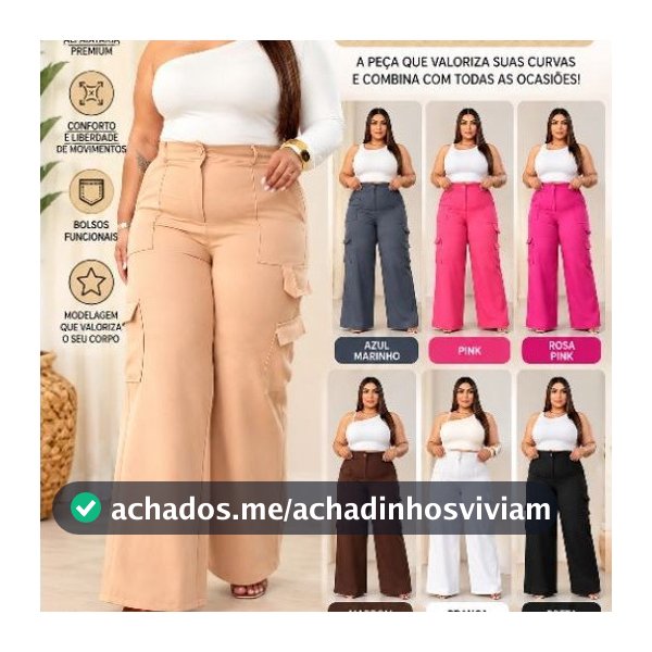 Calça panmtalona Cargo Feminina Tecido Alfaiataria