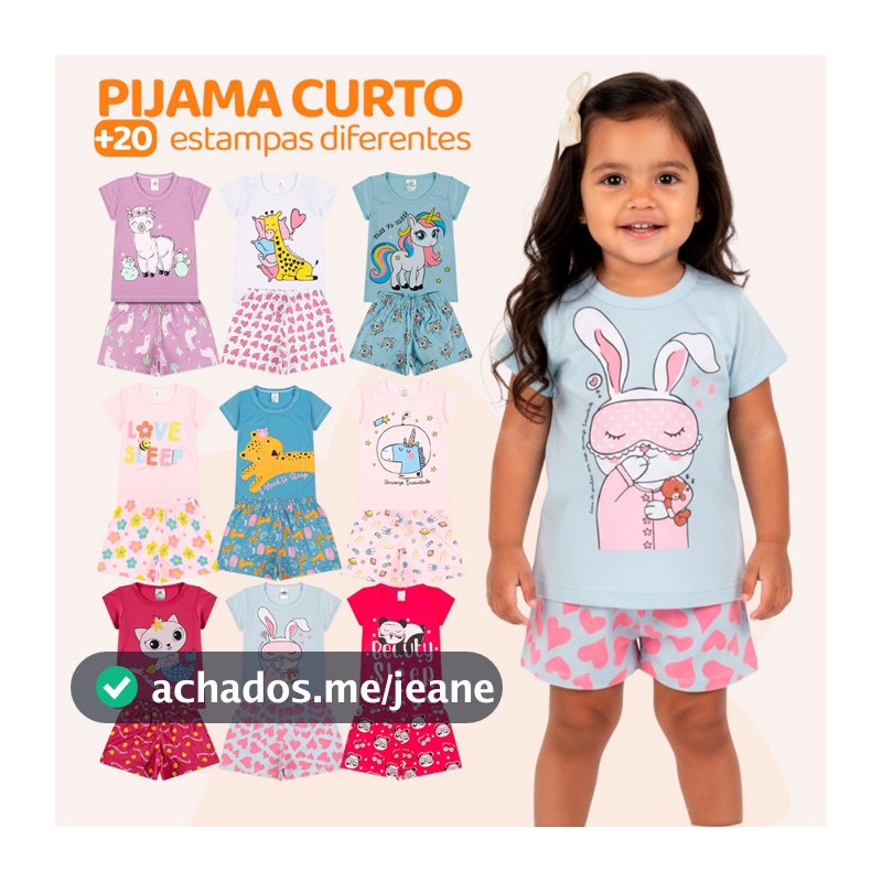 Kit 6 Peças de Pijamas Curto Infantis para Bebê Meninas Confortáveis e Cheios de Estilo.