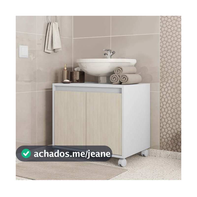 Gabinete Armário Para Banheiro Rodízios Clean Branco Caemmun