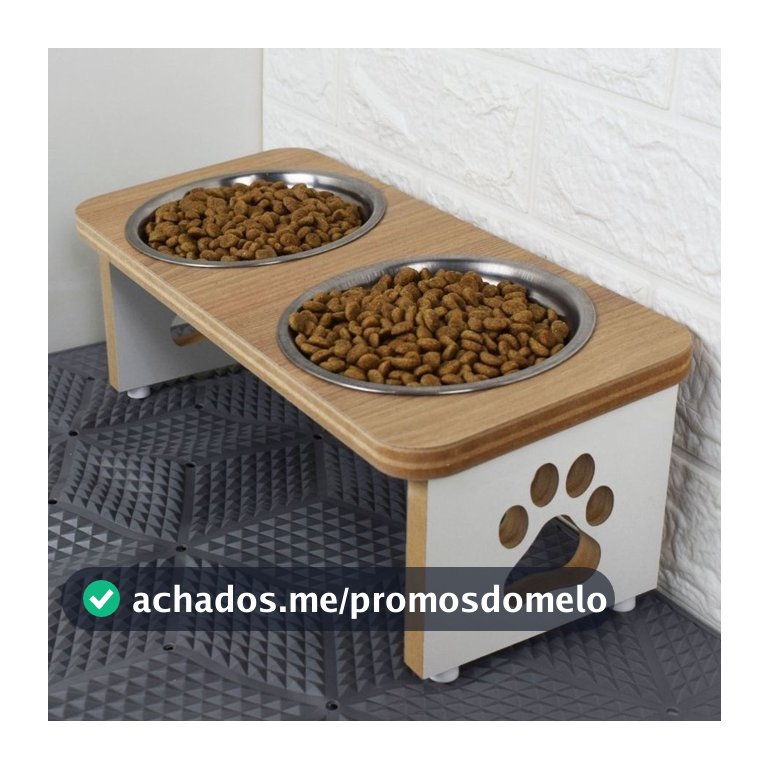 Comedouro Bebedouro PET Duplo Elevado Cachorro MDF Tigela Inox 300ml modelo Tradicional