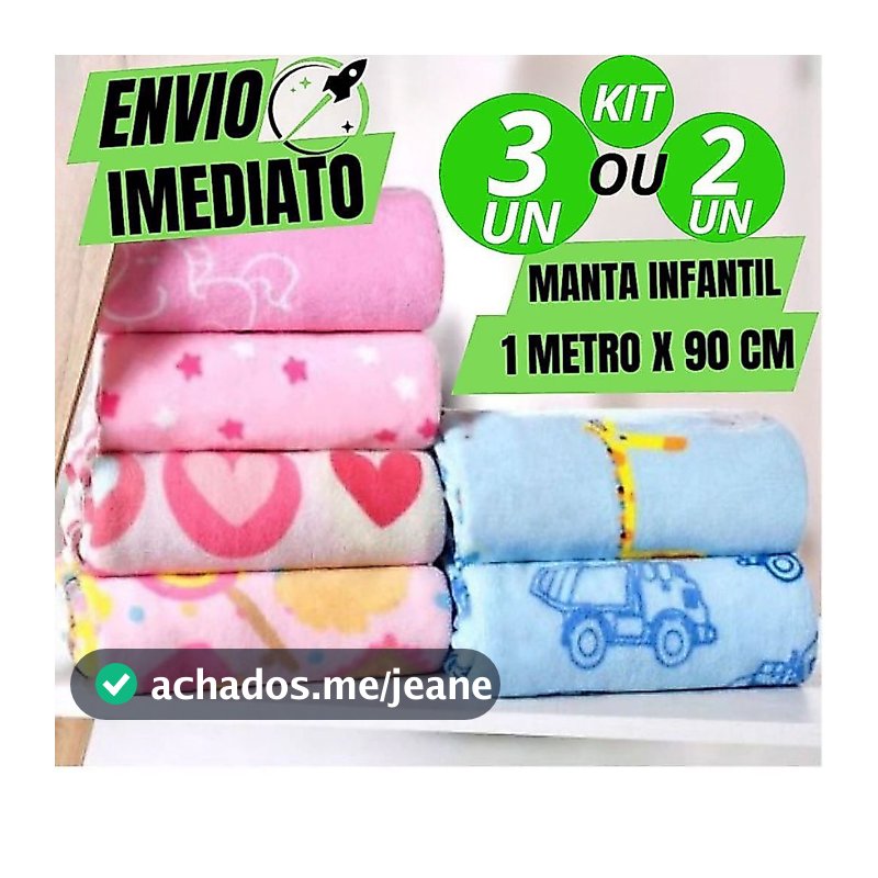 Jogo 3 2 Manta De bebê Cobertor Do Bebe Mantinha Microfibra Estampada Para Kit Maternidade 1 MT x 90 Cm