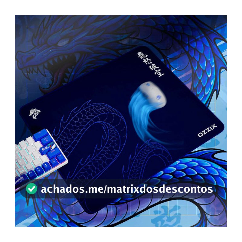 Mousepad Gamer Dracktar Quadrado 49x42 Profissional Microtexturizado Premium Design Dragão Japonês Ozzix