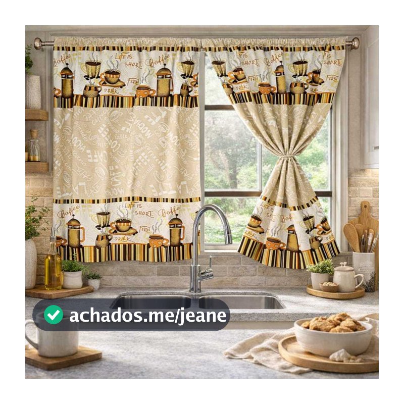 Cortina Vitro Cozinha Varias Estampas Tecido Oxford Lavável Casa Decoração Elegante Janela