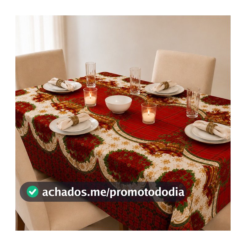Toalha de Mesa Natalino Oxford Fio Tinto 4 / 6 / 8 Lugares – Elegante, Resistente e Fácil de Limpar