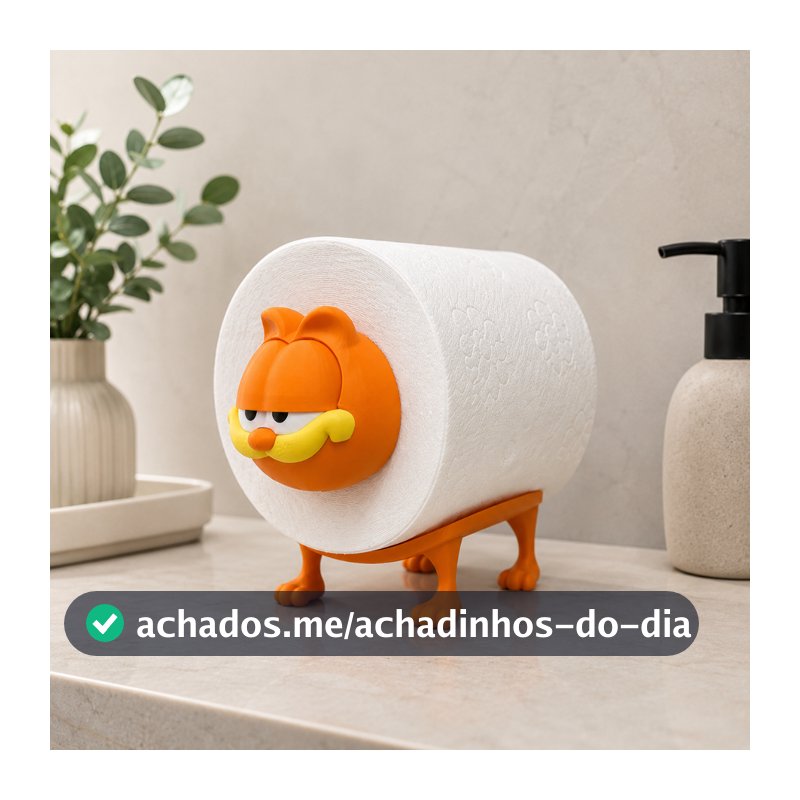 Porta Papel Higiênico Decorativo Gato Garfield Suporte Criativo para Banheiro Organizador Funcional