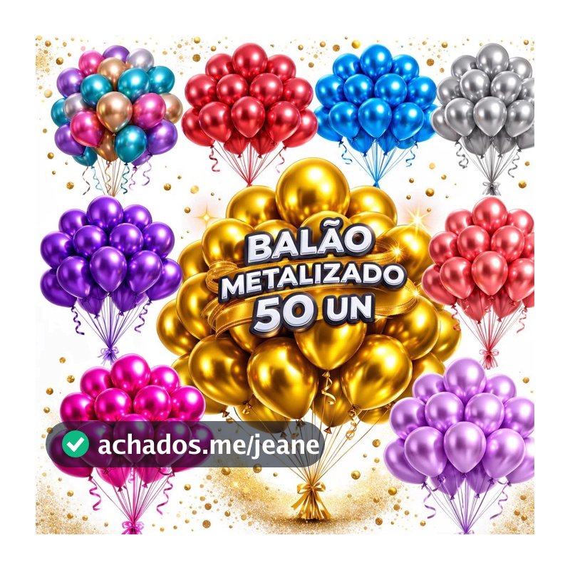 Kit 50 Balões Metalizados Cromados 10 Polegadas-Decoração Para Festas e Aniversários