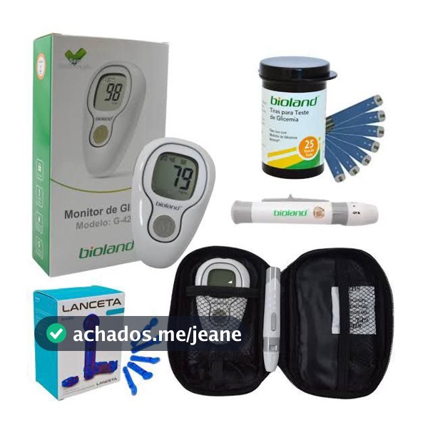 Kit Medidor de Glicose Modelo G425 Completo 25 Tiras + 25 Lancetas e Caneta Lancetadora - Bioland