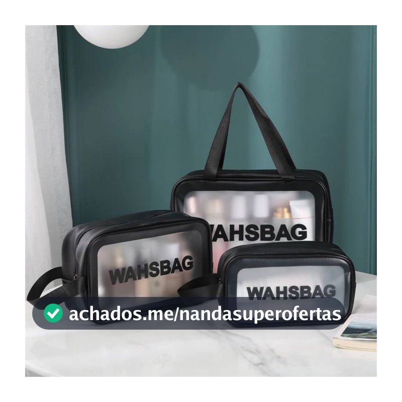 Kit 3 Necessaire Maquiagem Transparente WashBag A Prova De Água