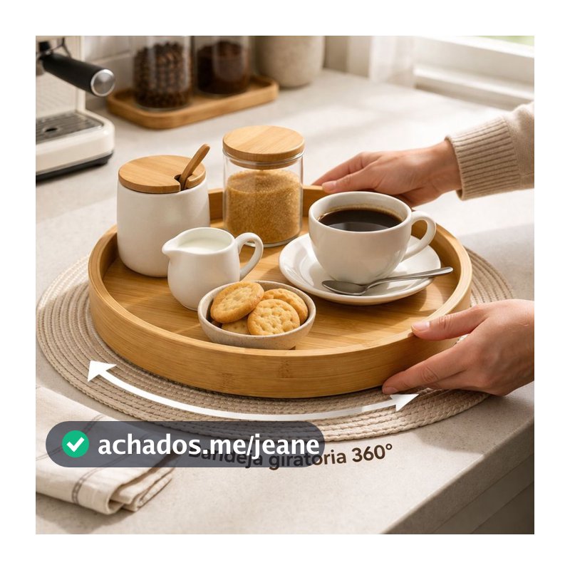 Bandeja Giratória Redonda de Bambu 25558 30cm - Vencedor
