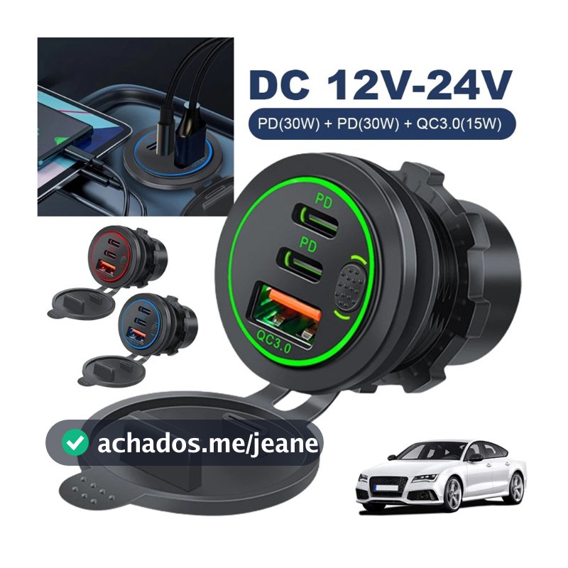 78W Duplo PD QC3.0 Carregador De Carro Tomada Acessório À Prova Dwaterproof Água Carga Rápida 3.0 Energia Para 12V/24V M