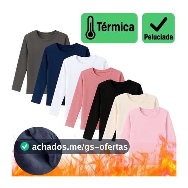 Kit 1 a 3 Blusas Térmica Infantil Inverno Segunda Pele Peluciada P/ Escola Esporte Flanelada M Longa