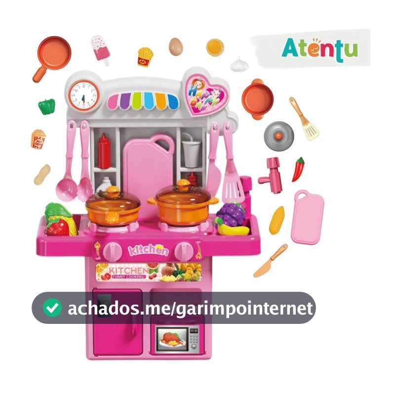 Cozinha Infantil Completa de Brinquedo com Luz e Som Sai Água Geladeira Fogão
