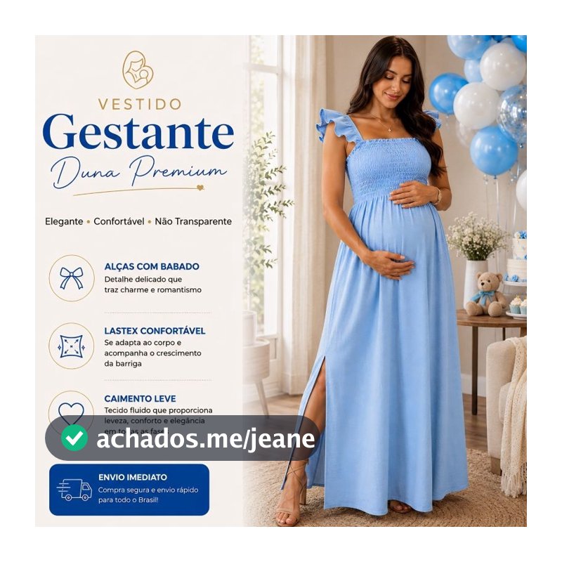 Vestido Longo Elastex Gestante Casual Chic Festa Ensaio Chá de Bebê