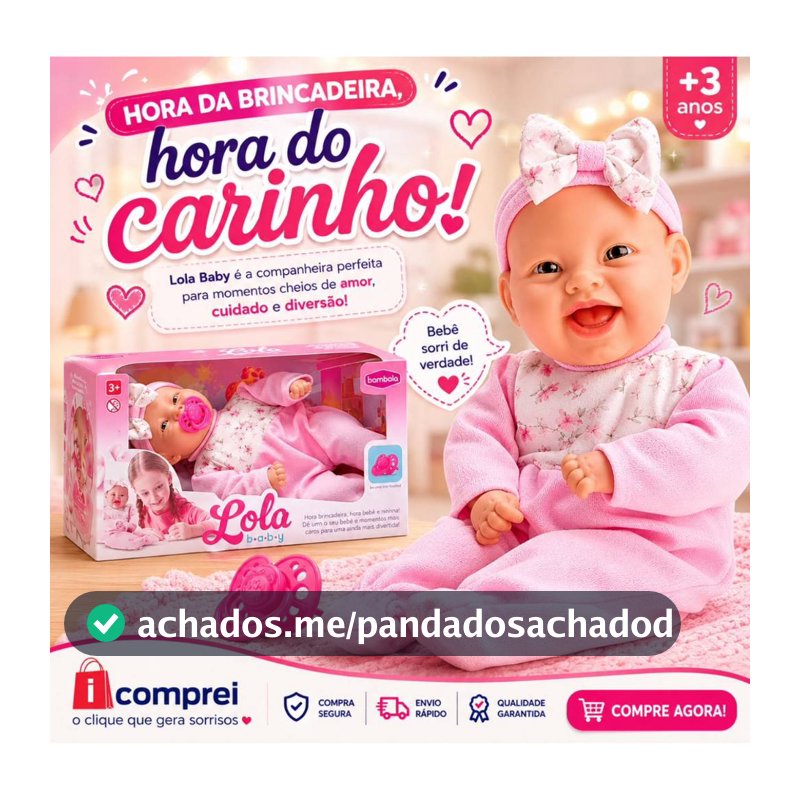 Boneca Lola Baby Com Chupeta Rosa Menina Brinquedo Infantil Bebê