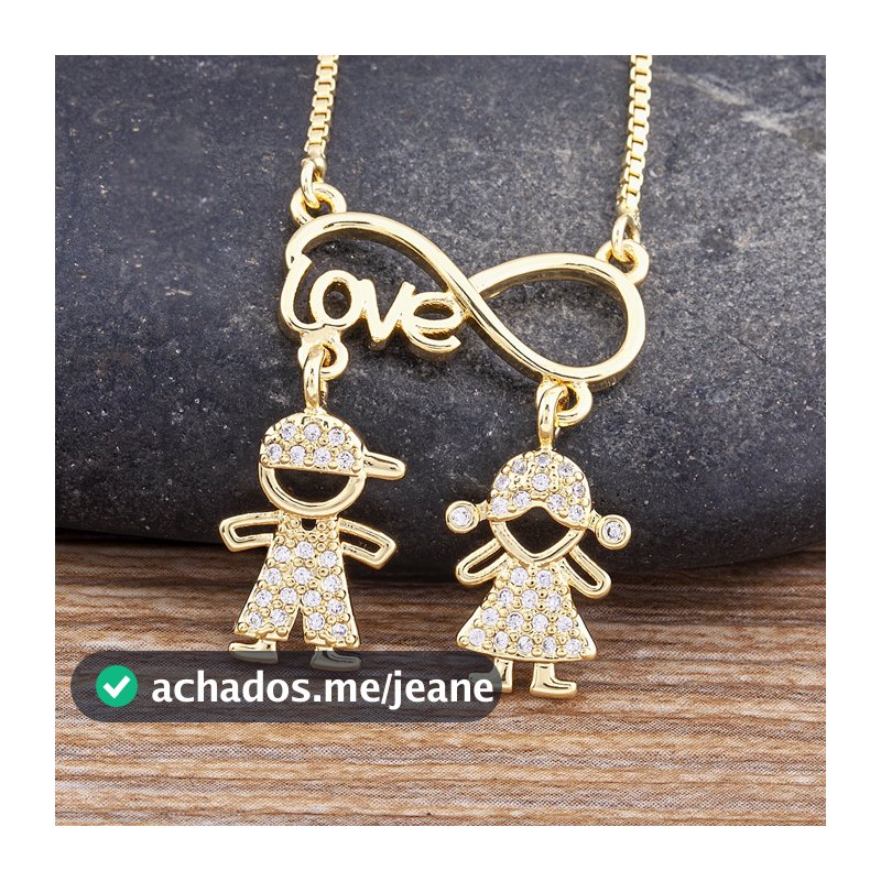 Carta Do Amor Romântica Meninos E Meninas Pingente Colar De Ouro Cobre Zircônia Moda Casal Joias