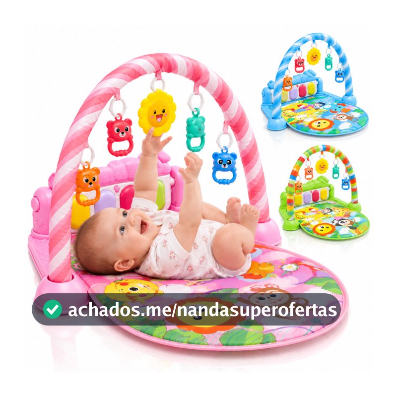 Tapete de Atividades Bebê com Piano Removível — Som, Luz e Brinquedos Educativos