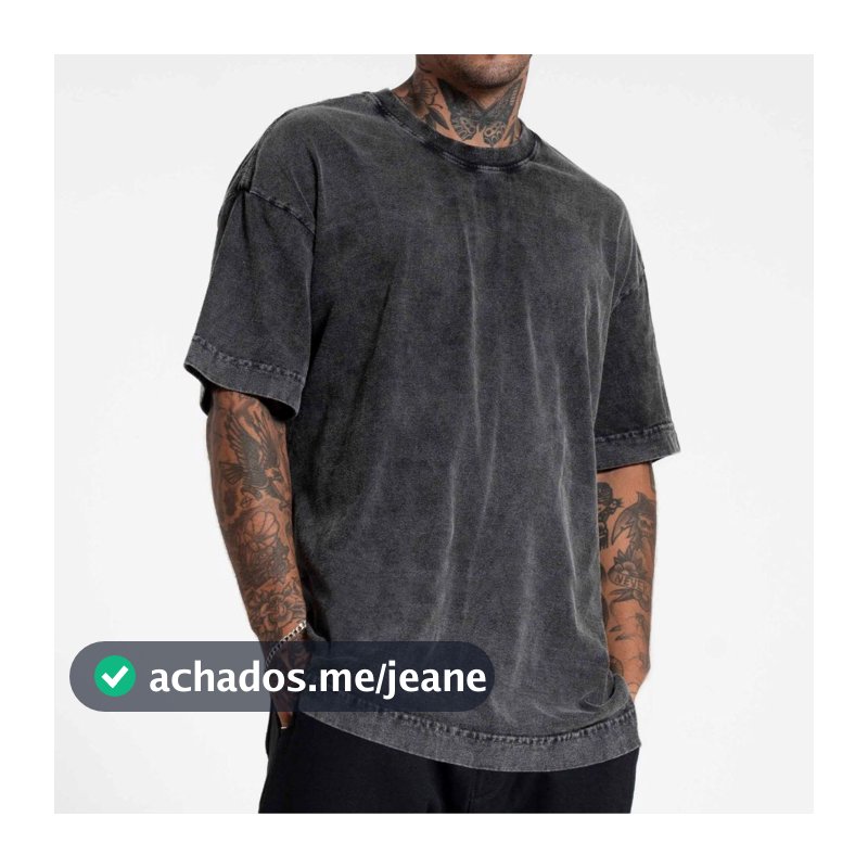 Camiseta Heavy Oversized 20.1 Preta Marmorizada 100% Algodão