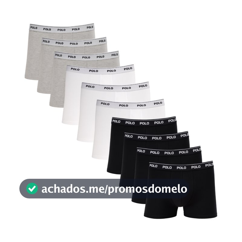 Kit 10 Cuecas Boxer Polo Cotton 781 Algodão Sortido
