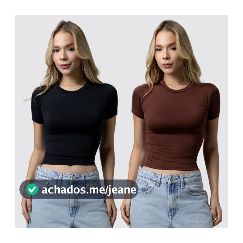 Kit 2 Baby Tee Feminina - Blusa Slim Fit Manga Curta Blusa de Compressão Várias Cores Ajuste Perfeito